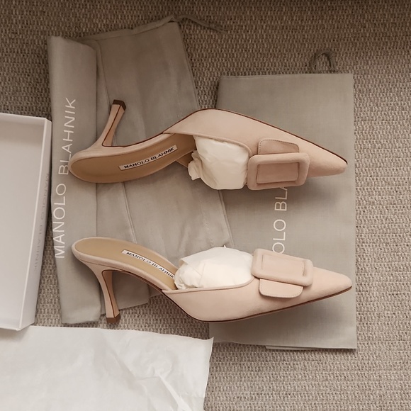 MANOLO BLAHNIK Maysale 70 Suede Mules - Picture 6 of 10